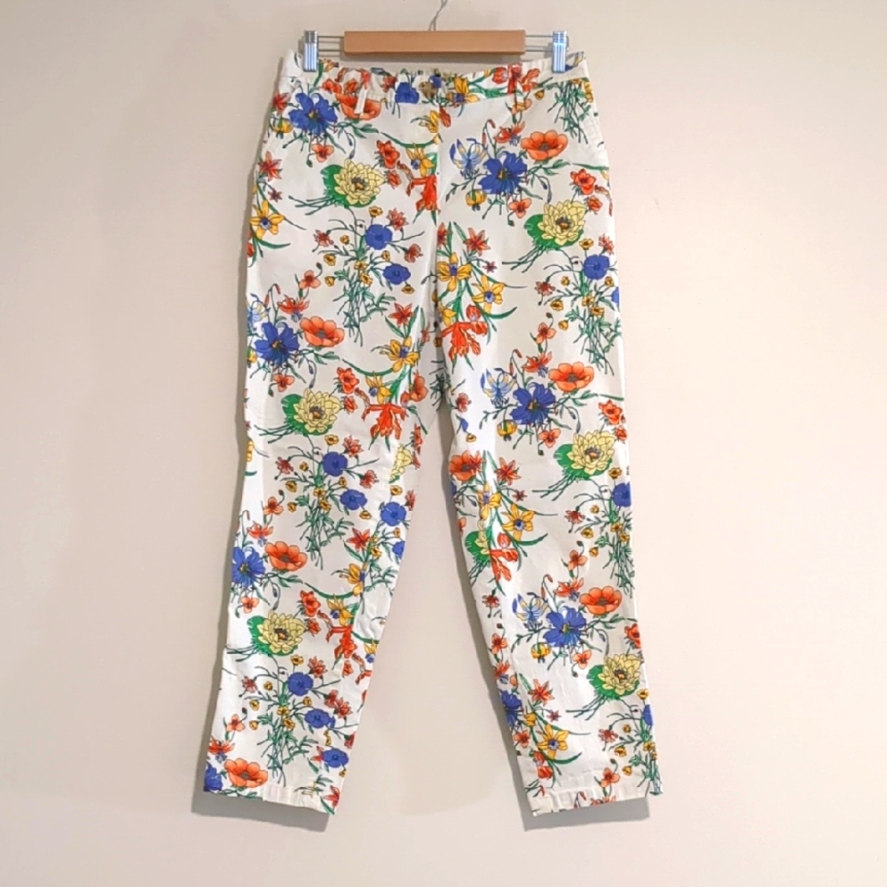 Talbots Relaxed Chino Floral Print Pants 10